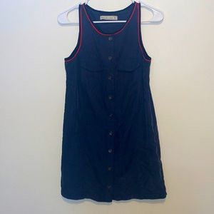 XS Abercrombie & Fitch Navy Blue Red Lining Button Down Sleeveless Dress